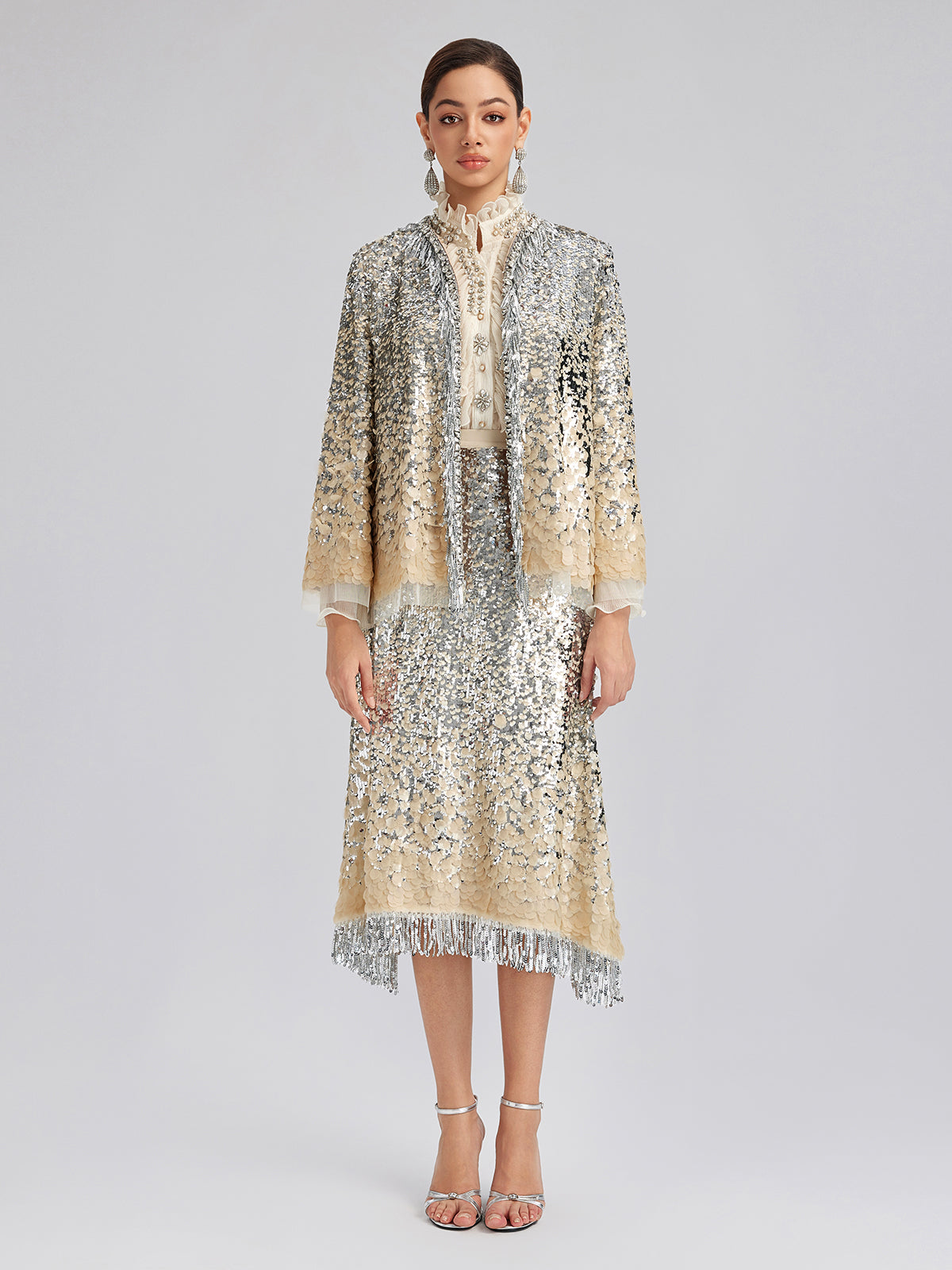 Lüks Boncuklu Gölgeli Püsküllü Ceket