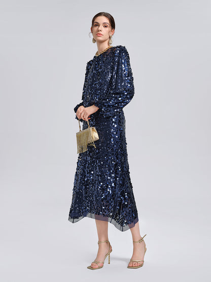 Balık Pulu Desenli Beli Lastikli Etek