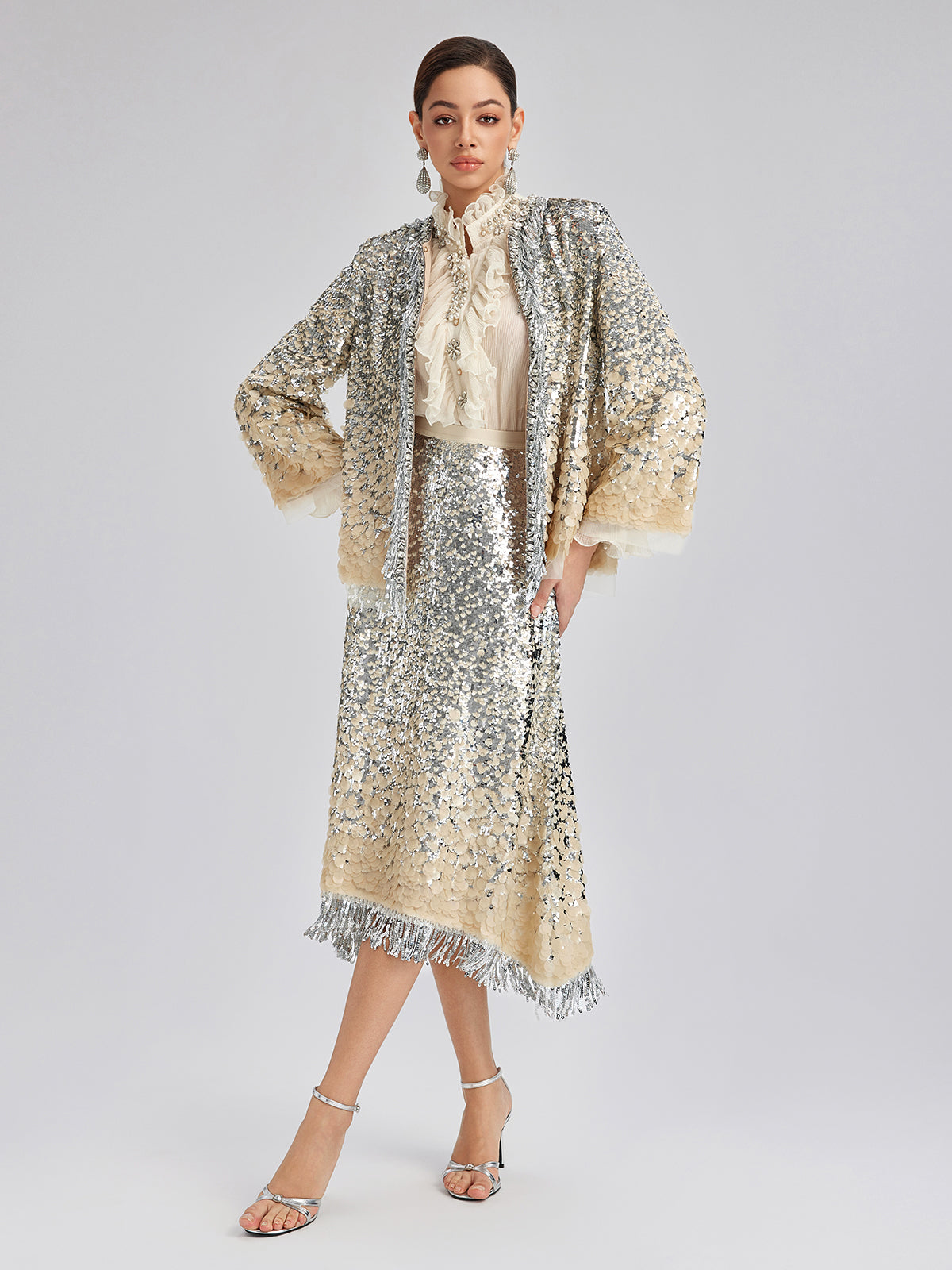 Lüks Boncuklu Gölgeli Püsküllü Ceket