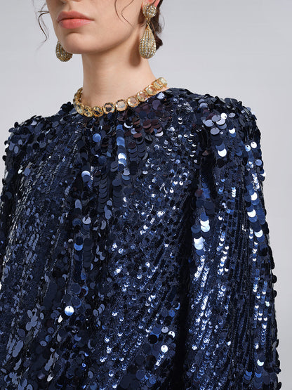 Balık Pulu Desenli Kısa Bluz