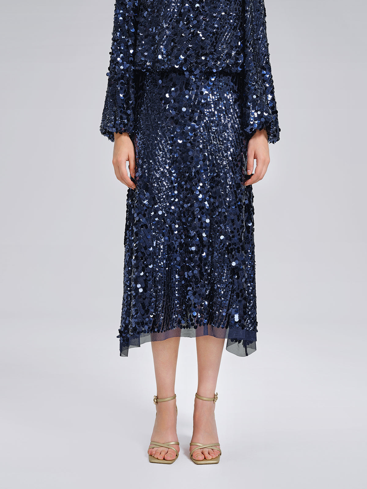 Balık Pulu Desenli Beli Lastikli Etek