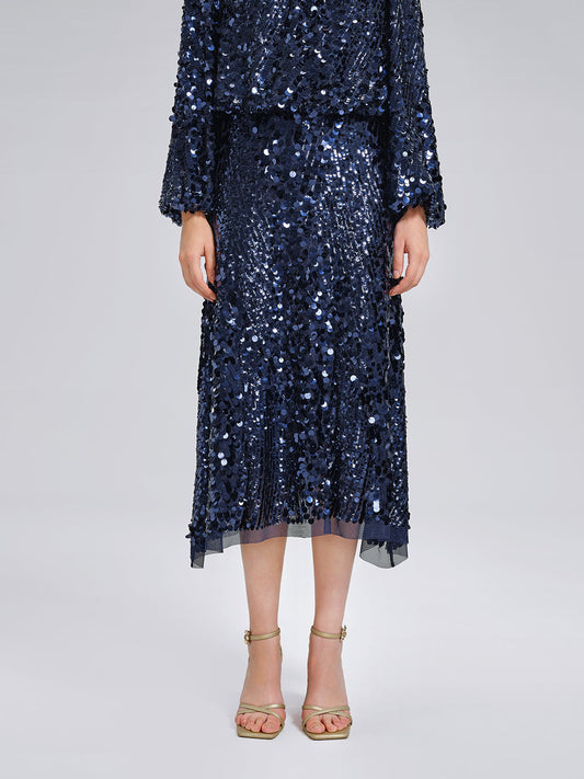 Balık Pulu Desenli Beli Lastikli Etek