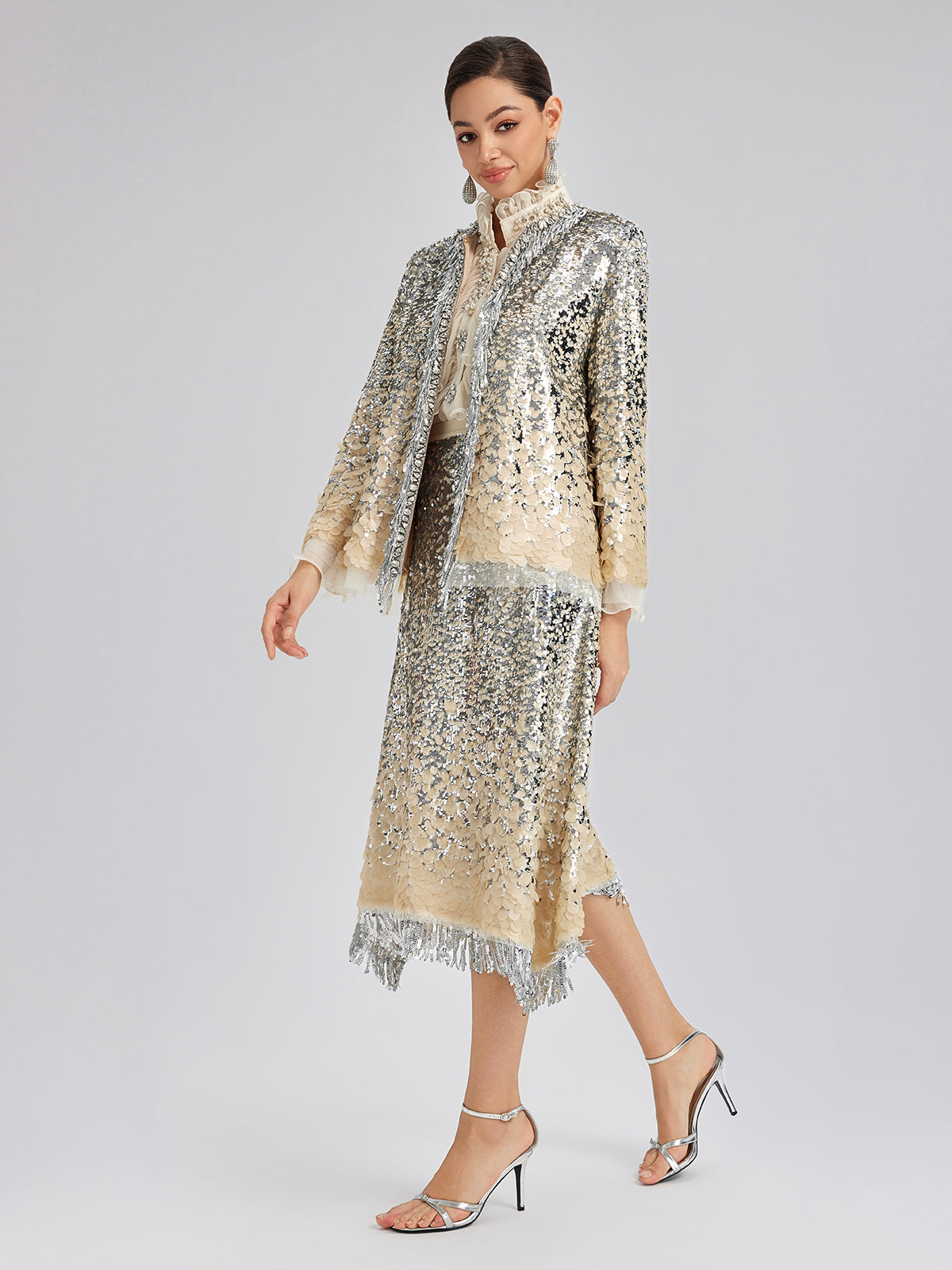 Lüks Boncuklu Gölgeli Püsküllü Ceket