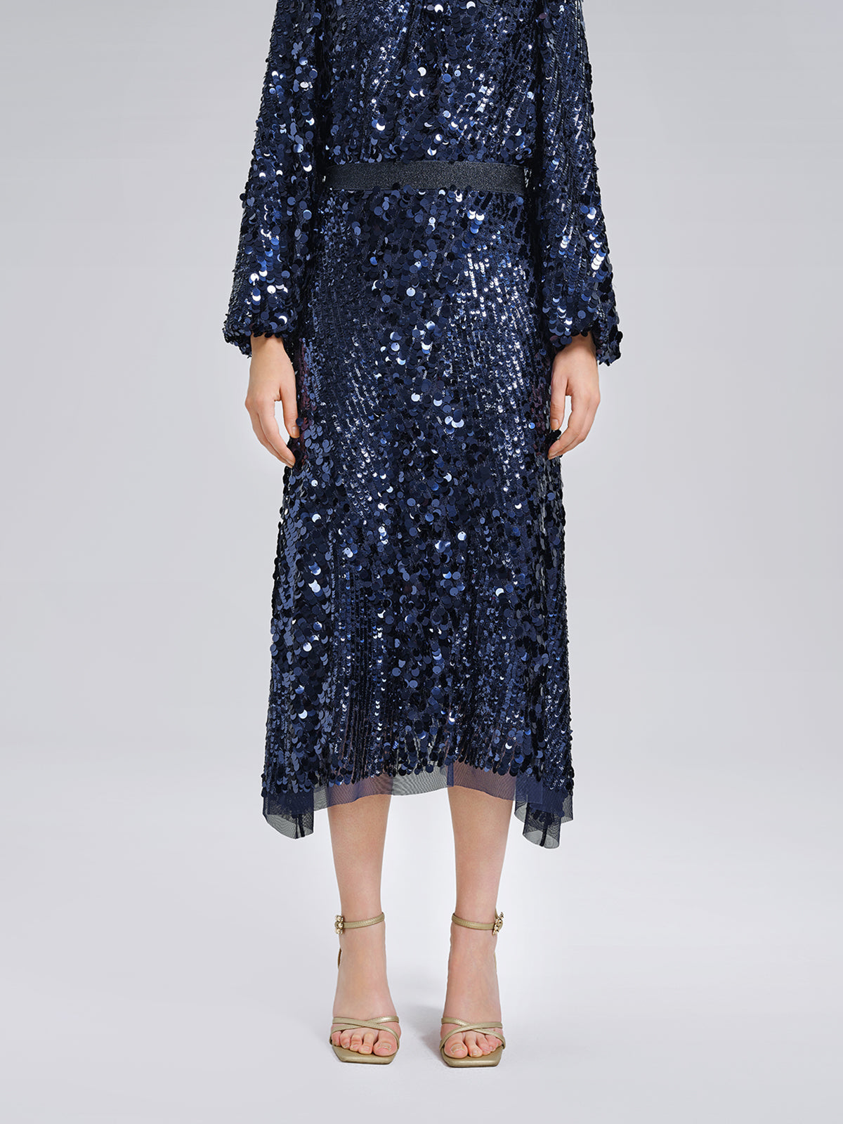 Balık Pulu Desenli Beli Lastikli Etek