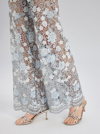 Şık Taşlı Dantelli Kot Pantolon