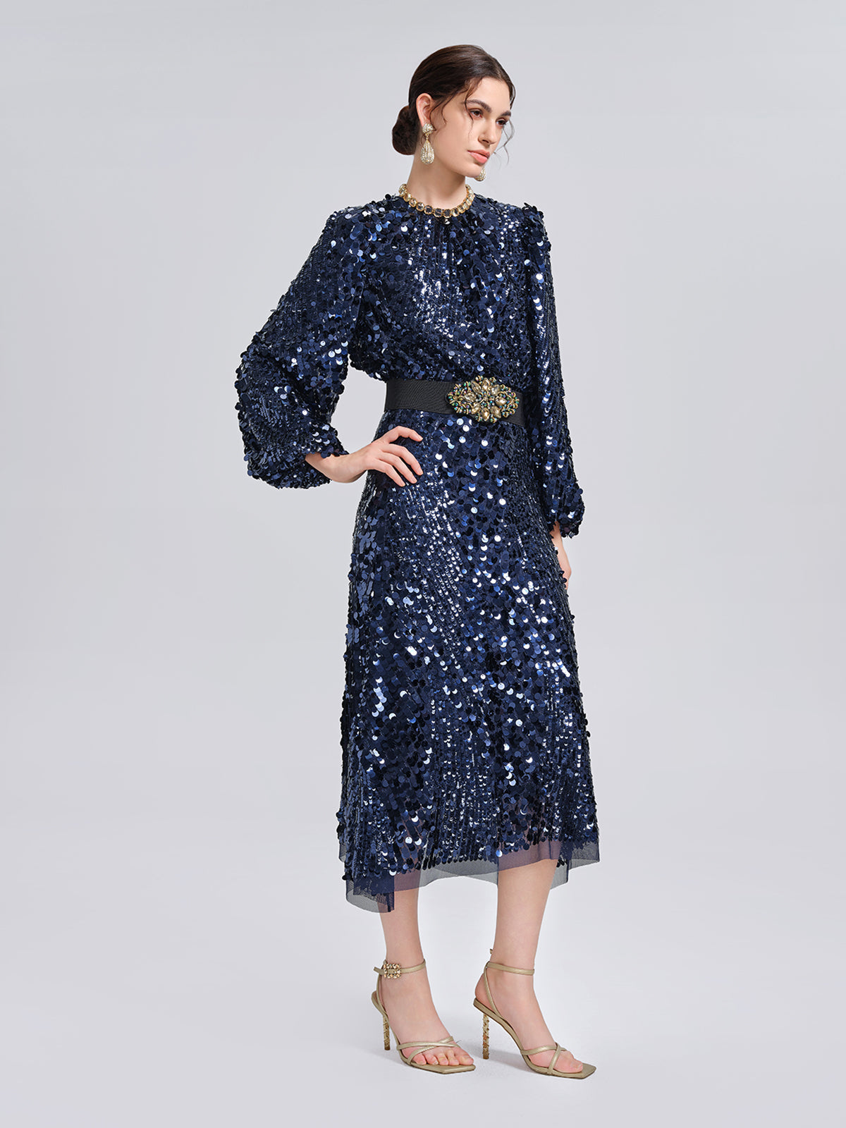 Balık Pulu Desenli Kısa Bluz