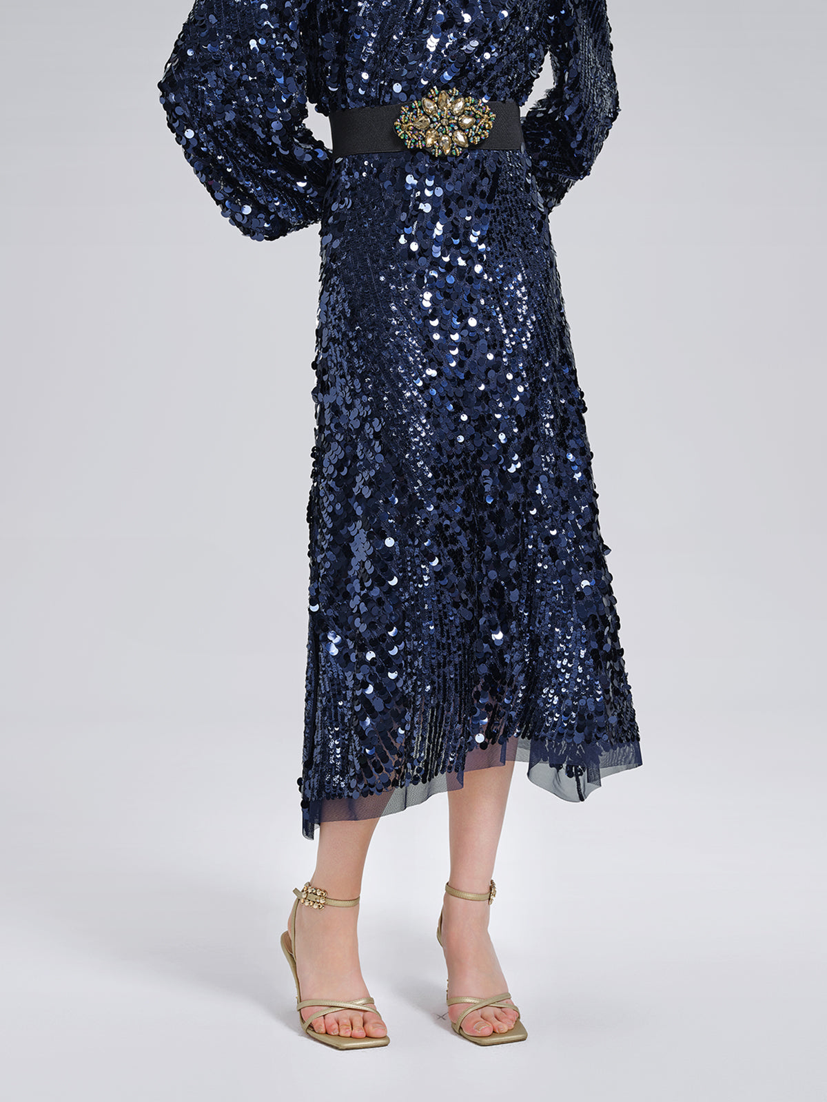 Balık Pulu Desenli Beli Lastikli Etek