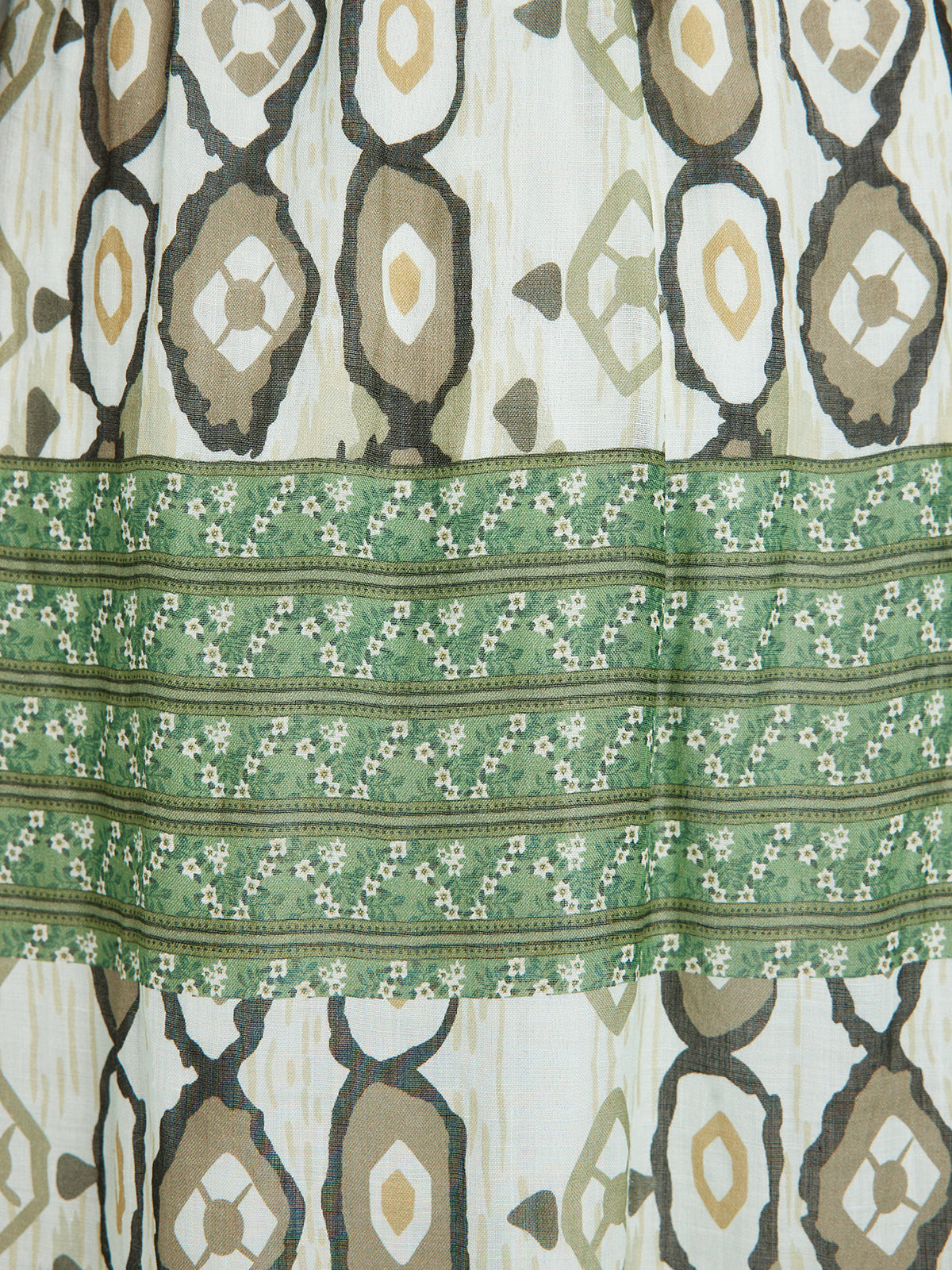 Beli Lastikli Yama İşli Keten Görünümlü Etek