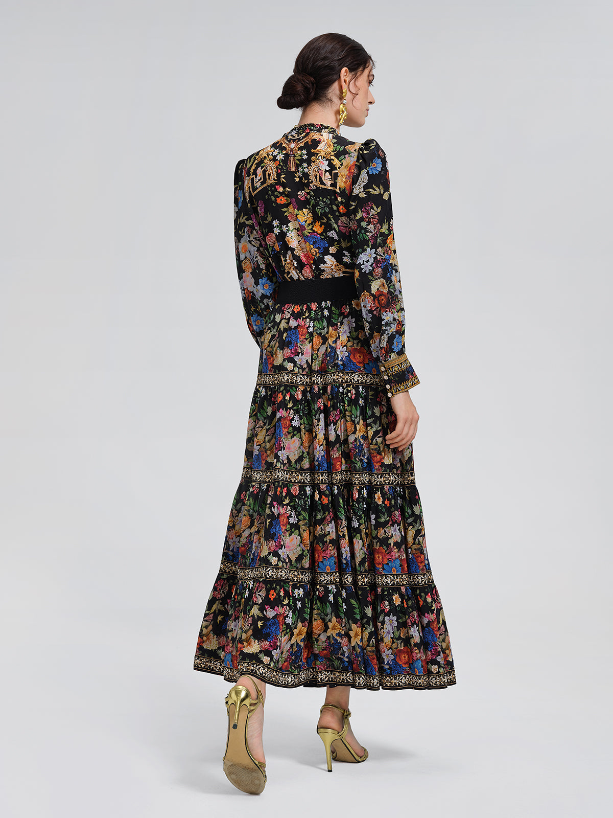 %100 İpek Desenli Taşlı Etek