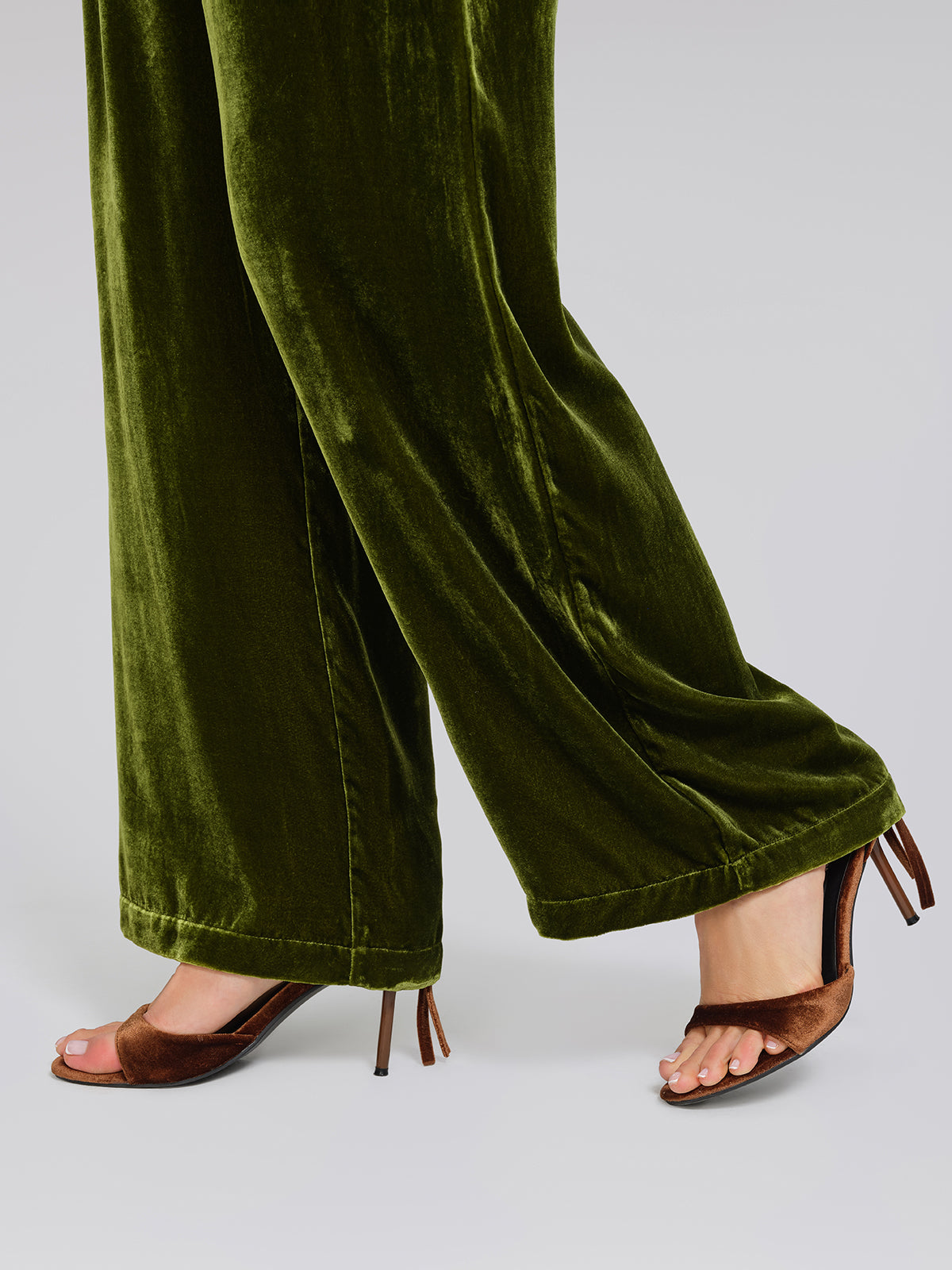 Beli Lastikli İpek Kadife Bol Pantolon