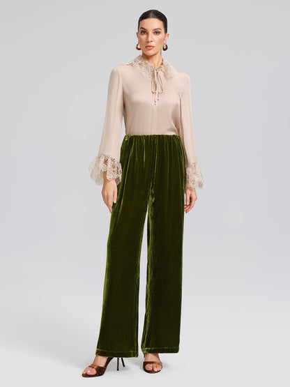 İpek Dantel Yakalı Gömlek