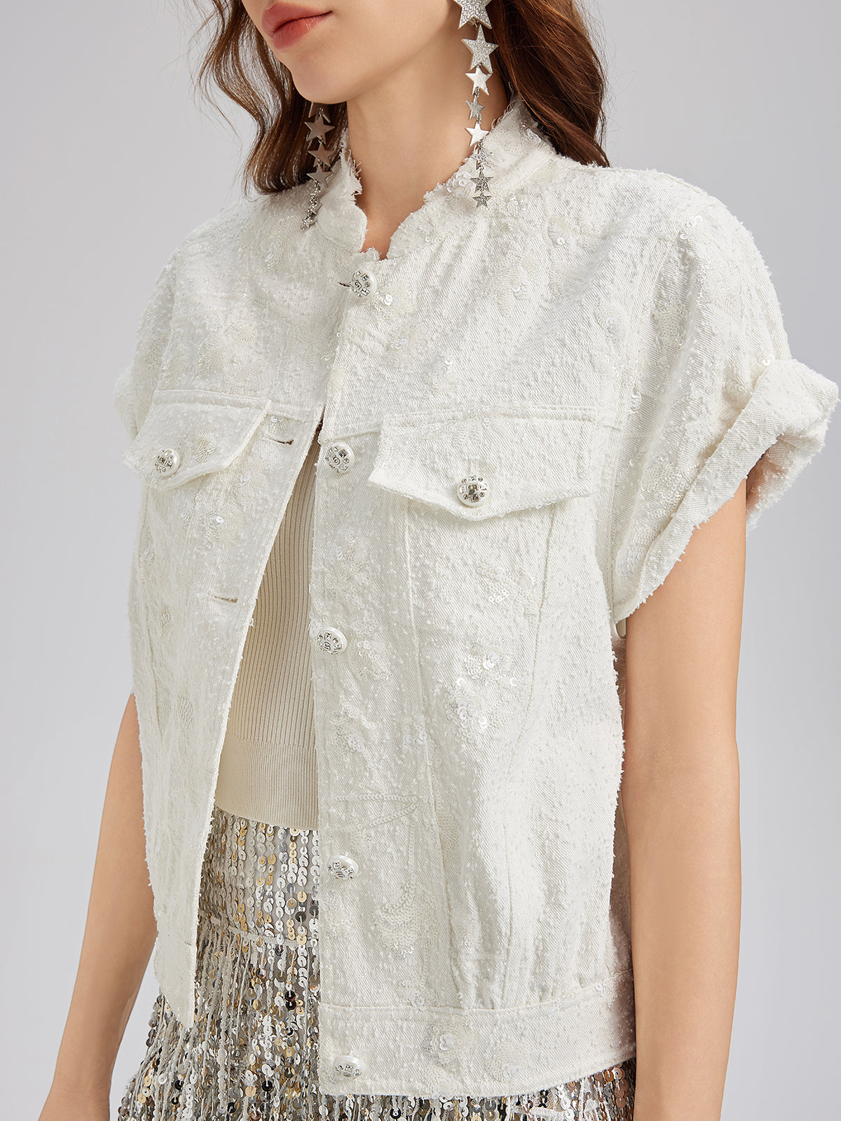 Pullu Yumuşak Kot Hakim Yaka Yelek