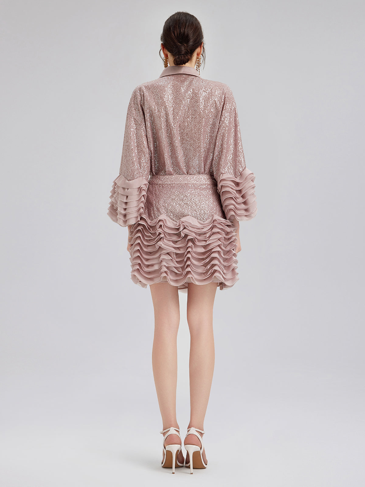 Lüks Fırfırlı Pullu Pileli Mini Etek