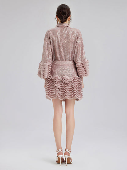 Lüks Fırfırlı Pullu Pileli Gömlek