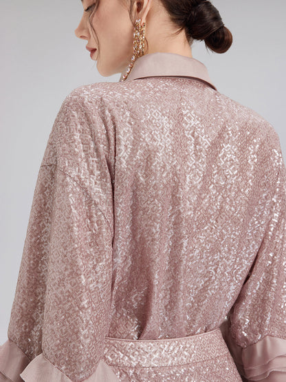 Lüks Fırfırlı Pullu Pileli Gömlek