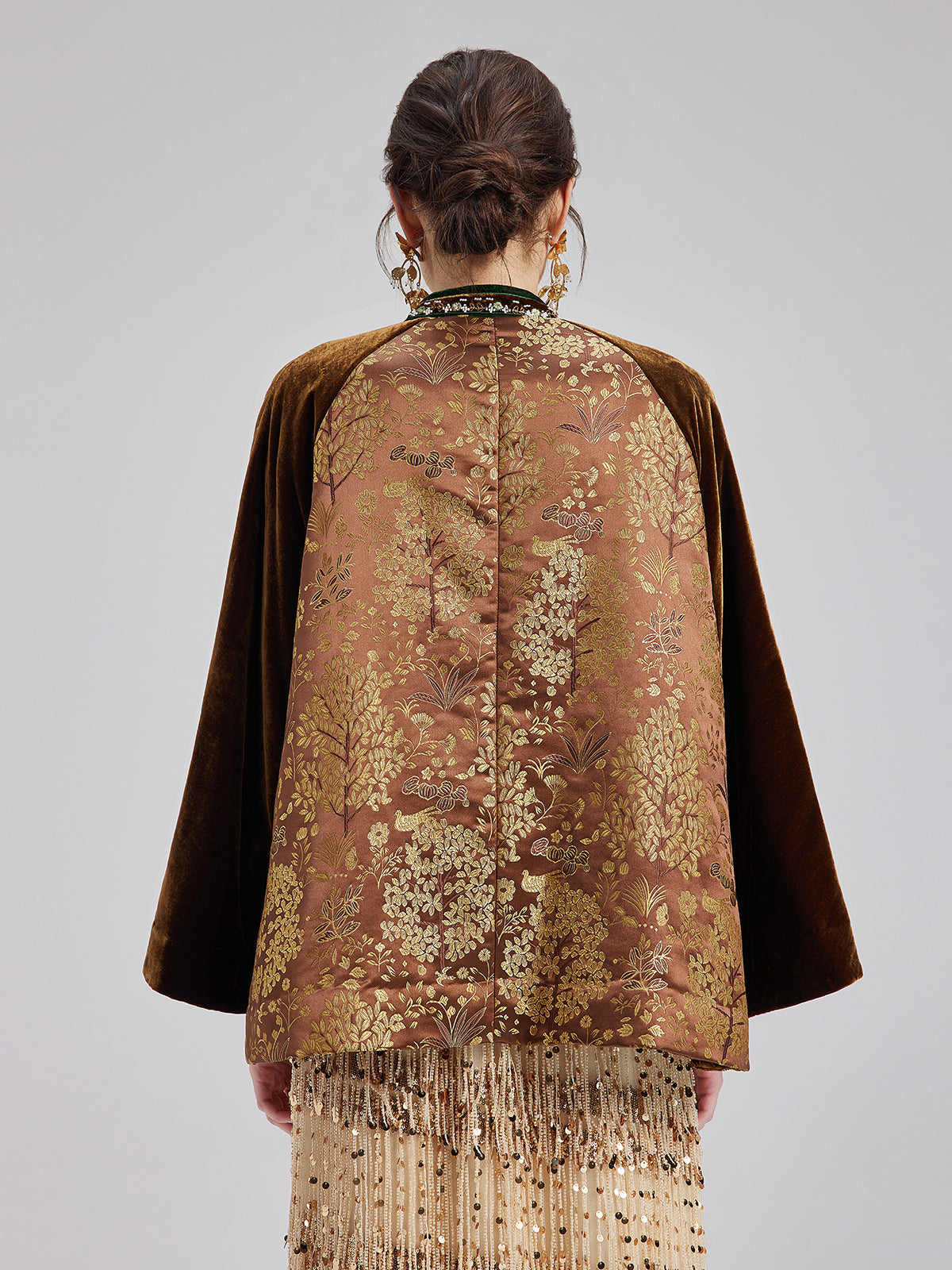 Vintage İpek Kadife Nakışlı Tüvit Etnik Ceket