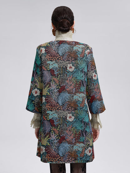 El Yapımı Çok Çiçekli Jakar Boncuklu Ceket