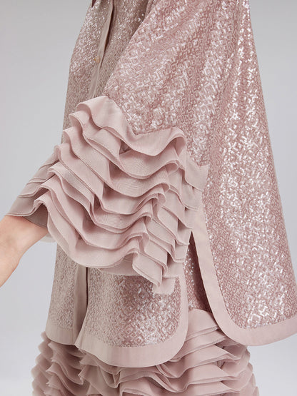 Lüks Fırfırlı Pullu Pileli Gömlek