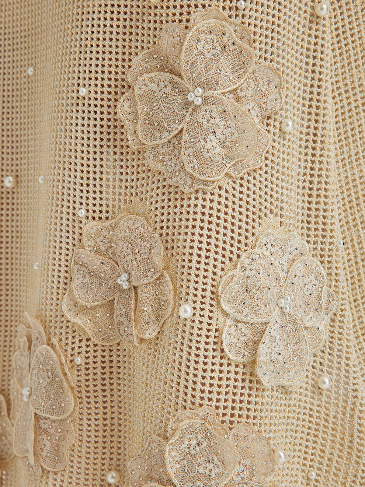 El Örgüsü Dantelli Boncuklu Triko Etek