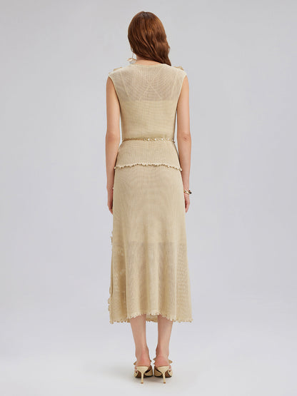 El Örgüsü Dantelli Boncuklu Triko Bluz