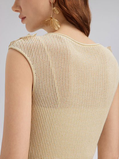 El Örgüsü Dantelli Boncuklu Triko Bluz