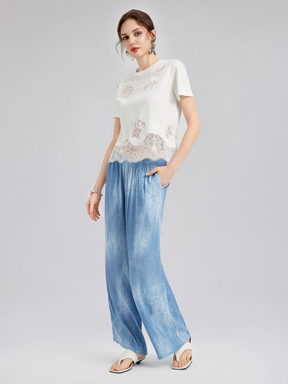 Renk Geçişli Boyalı Desenli Kot Pantolon