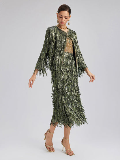 El Yapımı Pullu Püsküllü Yırtmaçlı Balık Etek