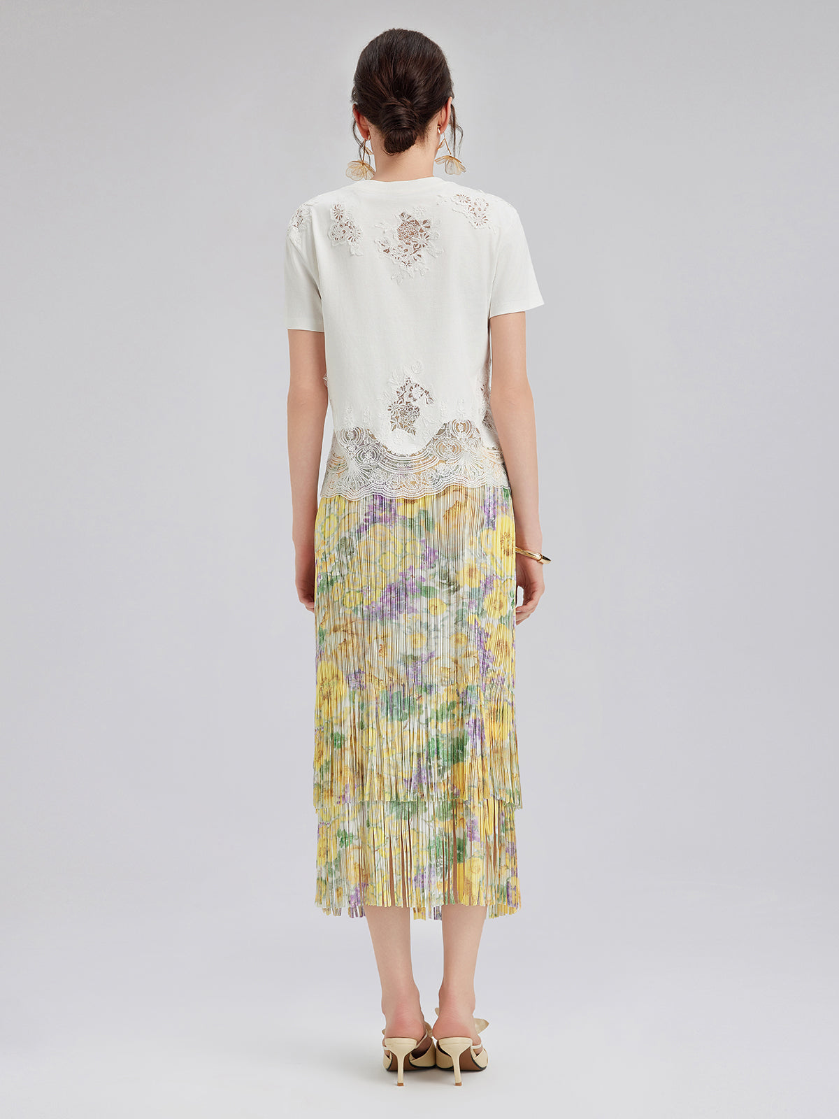 Moda Dantel Kenarlı Pamuklu Tişört