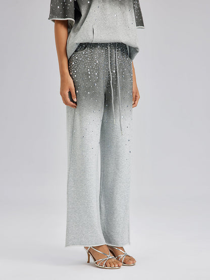 Renk Geçişli Taşlı Yıkamalı Triko Pantolon