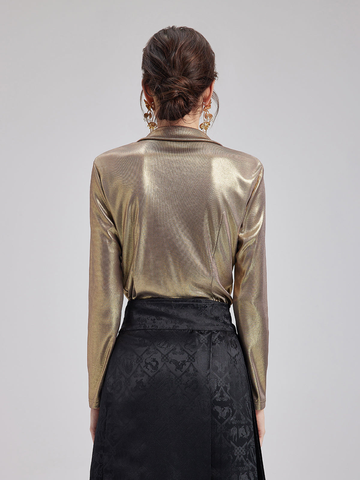 Şık Gül Pileli V Yaka Bluz