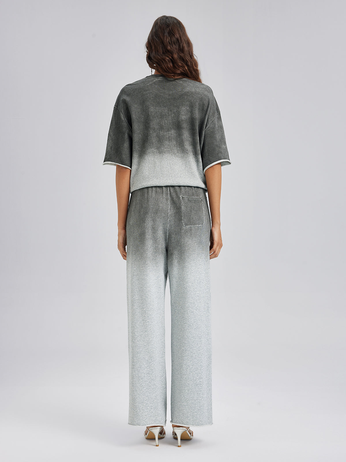 Renk Geçişli Taşlı Yıkamalı Triko Pantolon