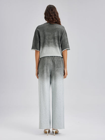 Renk Geçişli Taşlı Yıkamalı Triko Pantolon