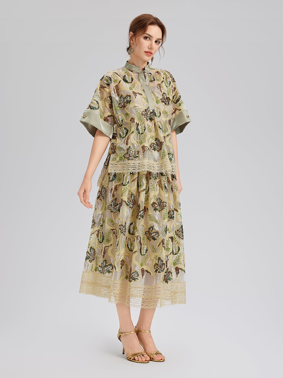 Pullu Dantelli Yarım Balıkçı Bluz