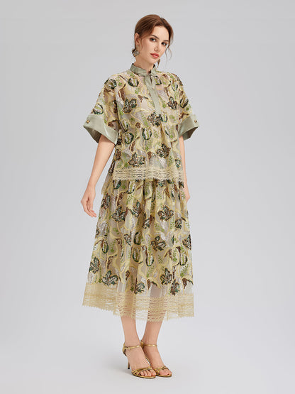 Pullu Dantelli Yarım Balıkçı Bluz