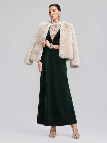 Gümüş Uçlu İncili Kürk Ceket