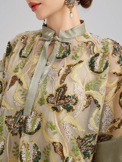 Pullu Dantelli Yarım Balıkçı Bluz