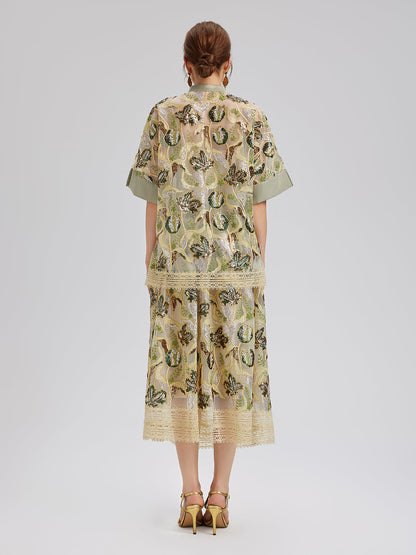 Pullu Dantelli Yarım Balıkçı Bluz