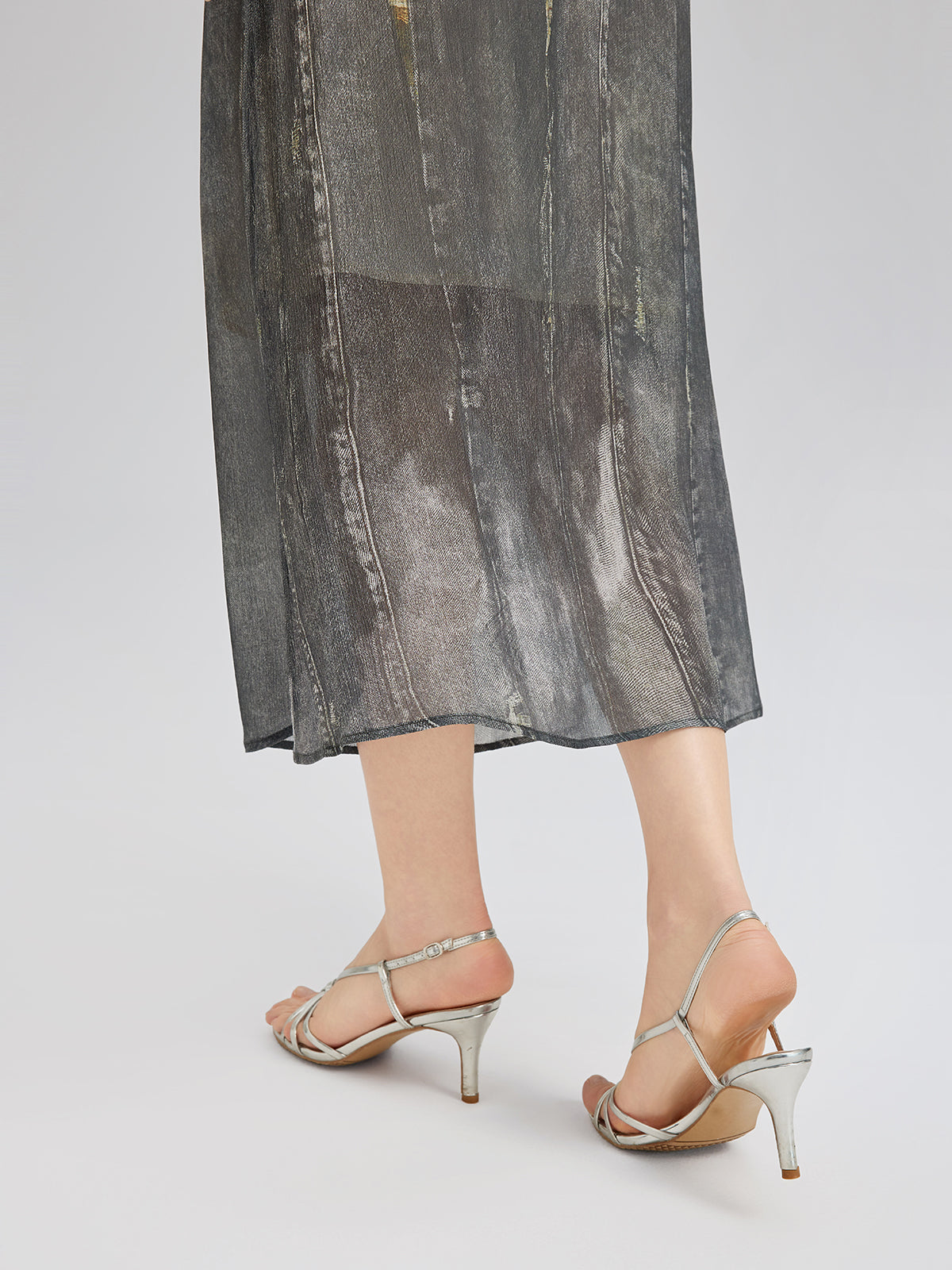 Yıkamalı Kot Görünümlü Midi Etek