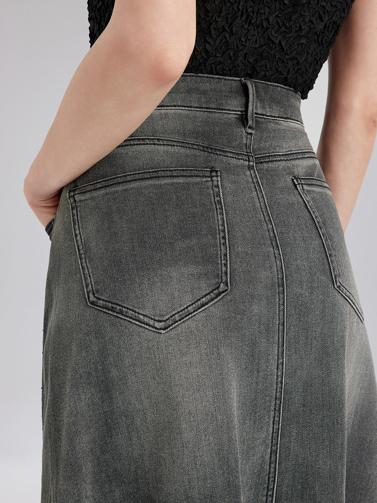 Yeni Nakışlı Taşlı Kot Etek