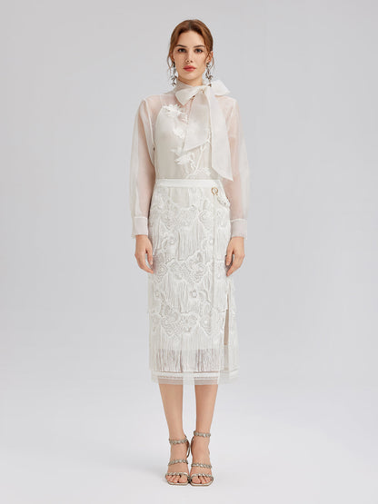 Dantelli El Yapımı Püsküllü Özel Barok Etek