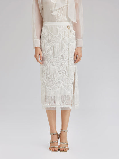 Dantelli El Yapımı Püsküllü Özel Barok Etek