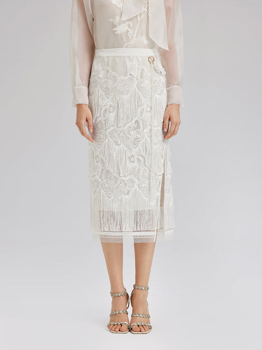 Dantelli El Yapımı Püsküllü Özel Barok Etek