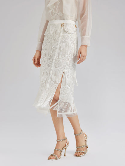 Dantelli El Yapımı Püsküllü Özel Barok Etek