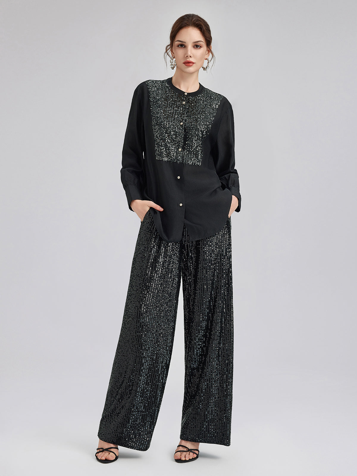 Sade Lüks Pullu Bol Paça Pantolon