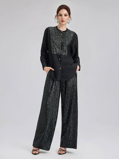 Sade Lüks Pullu Bol Paça Pantolon