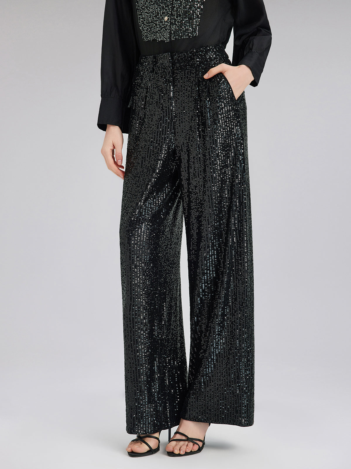 Sade Lüks Pullu Bol Paça Pantolon