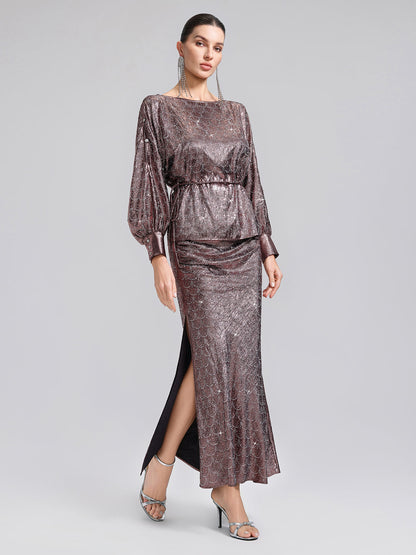 Omzu Açık Taşlı Bluz