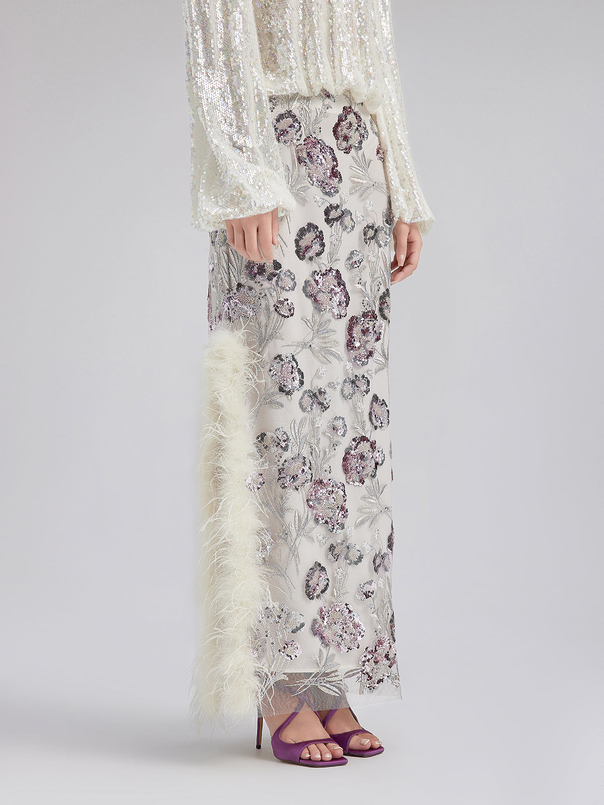 Pullu Tüylü Modern Etnik Etek