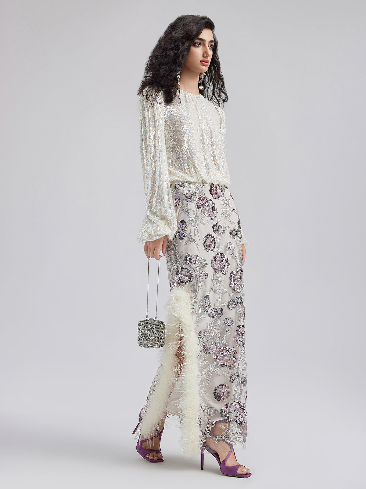 Pullu Tüylü Modern Etnik Etek