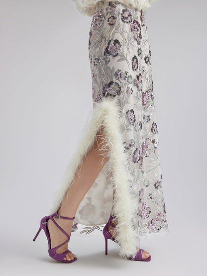 Pullu Tüylü Modern Etnik Etek